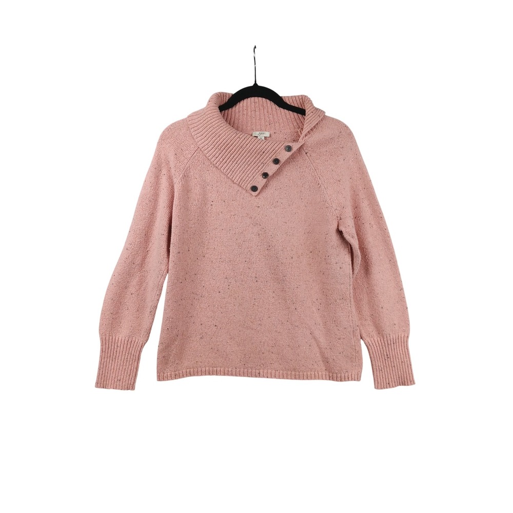 J‎ Jill Pink Speckled Cowl Neck Button Detail Sweater Women Medium Cotton Blend